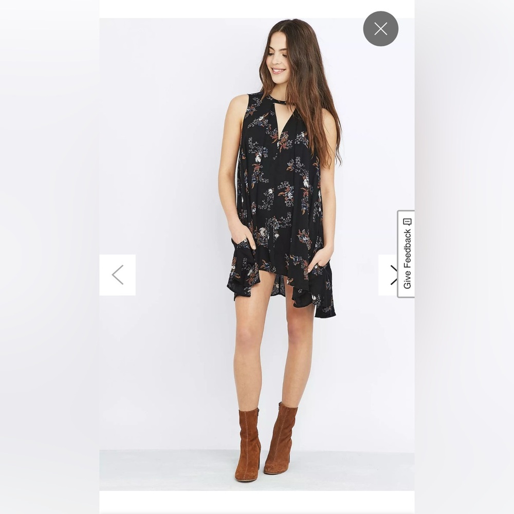Free People Tree Black Floral Swing Dress Sizeβ XS